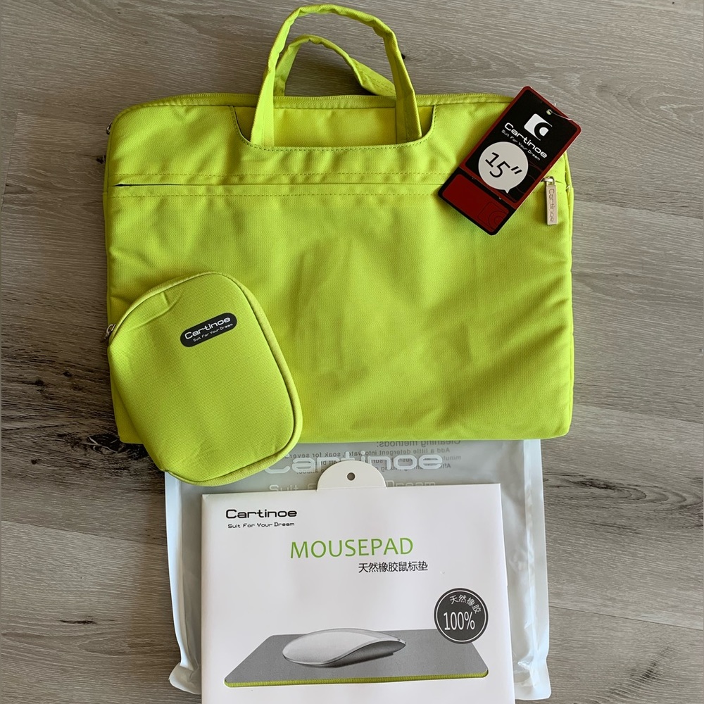 Cartinoe 3 Pieces Laptop Sleeve Bag/Case, Yellow-Green, fits up to 16” laptop